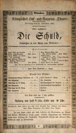 Königliches Hof- und Nationaltheater. 1837/38. Okt. 1837 - Sept. 1838