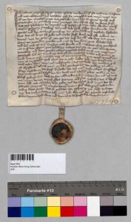 Freistiftsrevers des Ulrich Pfaffenberger, Schuster, gegenüber Propst Kaspar von Baumburg für das Gut Blickenberg in der Hofmark Baumburg und der Kreuztracht St. Ägidien gelegen.; S: Alex Gessenberger