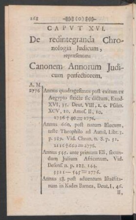 Caput XVI. De redintegranda Chronologia Judicum, repraesentans Canonem Annorum Judicum perfectiorem