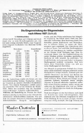 Die Eingemeindung der Elbgemeinden nach Altona 1927 : (Schluß)