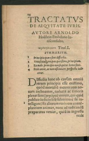 Tractatus De Aequitate Iuris.