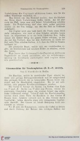 Giessmaschine für Trockenplatten (D.R.-P. 59392)