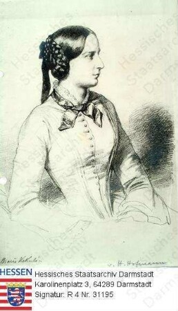 Kekulé, Marie (1830-1890) / Porträt, linksblickend, linksgewandt, Halbfigur