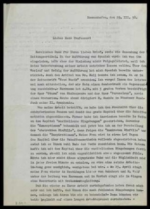 [Brief von Julius Bahle an Otto Selz vom 29. März 1938]