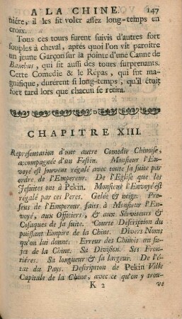 Chapitre XIII. Representation d'une autre comedie Chinoise, accompagnée d'un Festin. - ...