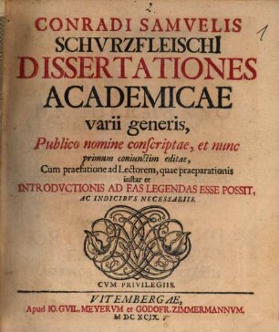 Dissertationes academicae varii generis