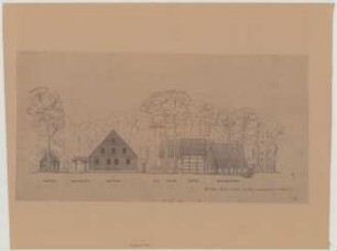 Ammeln (Kreis Ahaus): Hof Schulte Herick. Gehöftschnitt. - Backhaus. - Holzschuppen. - Haupthaus. - Heck. - Scheune. - Speicher. - Wagenschuppen
