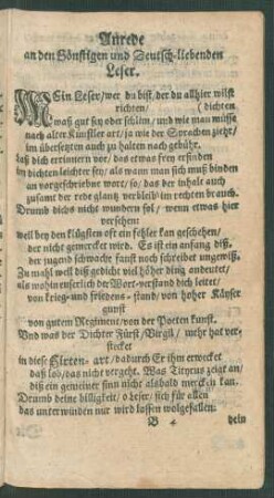 Anrede an den Gönstigen und Deutsch-liebenden Leser.