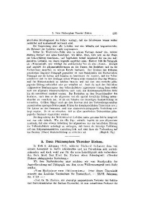 Dem Philosophen Theodor Ziehen : [Mitteilungen]