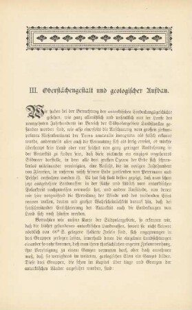 III. Oberflächengestalt und geologischer Aufbau