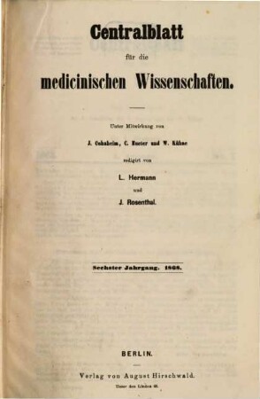 Centralblatt für die medicinischen Wissenschaften. 6, 6. 1868
