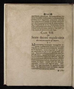 Cap. VII. De Sexta decori regula circa decentiam mariti & uxoris.