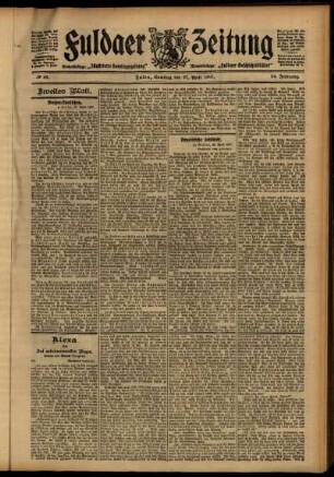 Zweite Ausgabe vom Samstag, den 27. April 1907.