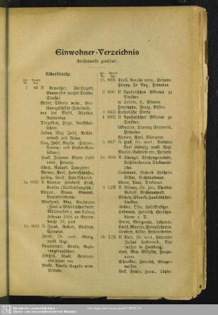 Häuserbuch : Einwohner-Verzeichnis (Straßenweise geordnet)