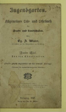 Theil 2: Für die Oberklassen