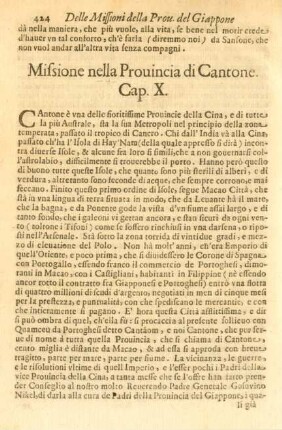 Cap. X. Missione nella Provincia di Cantone