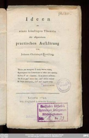Ideen zu einer künftigen Theorie der allgemeinen practischen Aufklärung