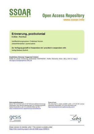 Erinnerung, postkolonial