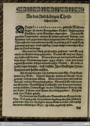An den Andächtigen Christlichen Leser