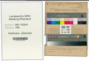 Entnazifizierung Johannes Kuhlmann , geb. 15.08.1899 (Postbeamter)