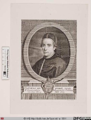 Bildnis Papst Clemens XIV. (Lorenzo Ganganelli) (reg. 19. 5. 1769 - 22. 9. 1774)