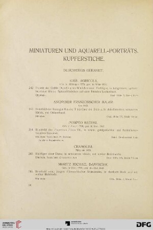 Miniaturen und Aquarell-Porträts (Nr. 242-288)