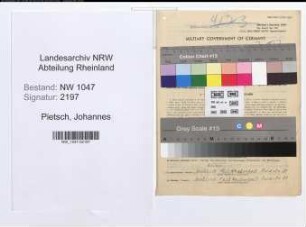 Entnazifizierung Johannes Pietsch , geb. 26.02.1897 (Lehrer)