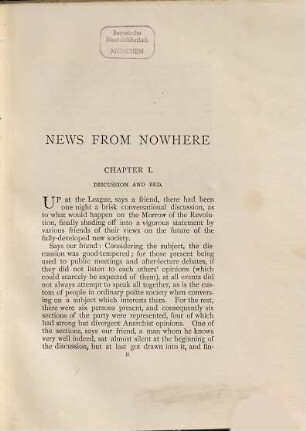 News from Nowhere or An Epoch of rest, being some chapters from a Utopian romance by William Morris