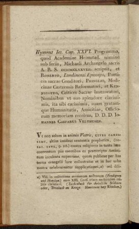 Hymnus Ies. Cap. XXVI...Iohannes Casparus Velthusen.