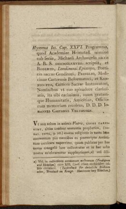 Hymnus Ies. Cap. XXVI...Iohannes Casparus Velthusen.