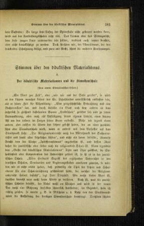 Stimmen über den didaktischen Materialismus : der didaktische Materialismus und die Simultanschule
