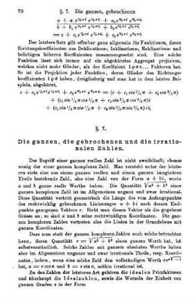 §. 7. Die ganzen, die gebrochenen und die irrationalen Zahlen.