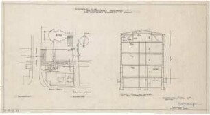 Gsaenger, Gustav; München, Romanplatz / Notburgastr.; Wohn- und Geschäftshaus Frauenhofer - Eingabeplan (Lageplan), Baublock an der Notburgstr. (Schnitt)