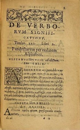 Enchiridion Titvlorvm Aliqvot Ivris : Videlicet, De verborum & rerum significatione, ex Pandectis. De regulis iuris, tum ex Pandectis, tum ex Decretalibus, & Sexto. De gradibus Affinitatis, ex Pandectis. Ad Hæc, Rubricæ omnes Cæsarei & Pontificij iuris
