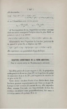 Solution géométrique de la mème question.