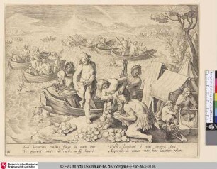 [Inder tauchen nach Perlen; Indians fishing for pearls]