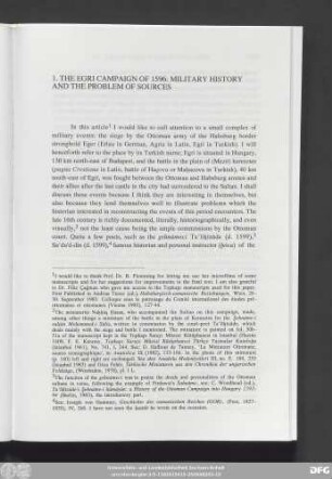 1. The Egri Campaign Of 1596: Military History And The Problem Of Sources