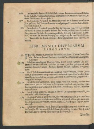 Libri Musici Diversarum Linguarum.