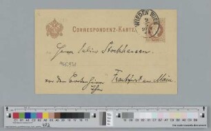 Postkarte an Julius Stockhausen