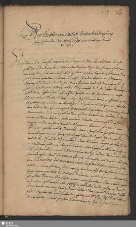 Bl. 139. Der Gräfin von Rochlitz Leichen Besichtigung so geschehen den 30 April 1694 vor Mittags umb 10 Uhr.