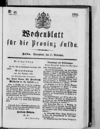 Nr. 46, Ausgabe vom 17. November 1855