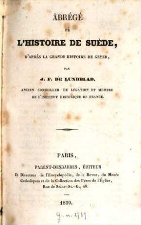Abrégé de l'histoire de Suède