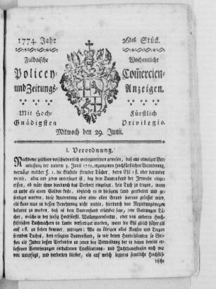 26tes Stück., Ausgabe vom 29. Juni 1774