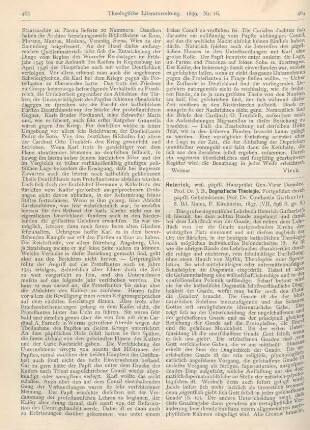 464-465 [Rezension] Heinrich, J. B., Dogmatische Theologie. Fortgeführt durch Constantin Gutberlet