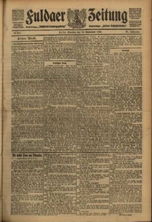 Erste Ausgabe vom Samstag, den 18. September 1909.