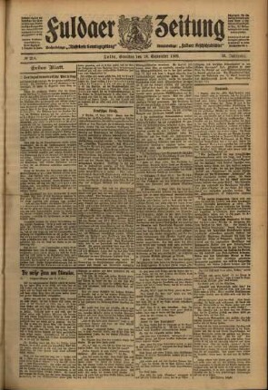 Erste Ausgabe vom Samstag, den 18. September 1909.