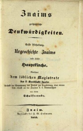 Znaims geschichtliche Denkwürdigkeiten, 1