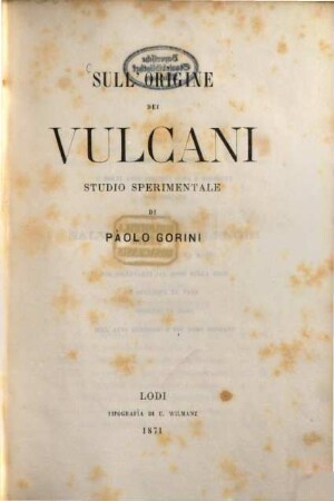 Sull'origine dei vulcani studio sperimentale