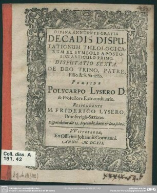 6: De Deo trino, patre filio & s. sancto