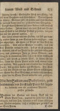 Wie der Sultan aus Babylonia, zum drittenmahl vor die Stadt Paris sich lagerte ...